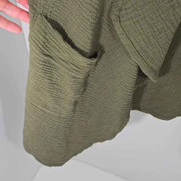 {Jones New York} Olive Green Sleeveless Open Vest in Waffle Weave - Size Medium - Picture 6 of 12